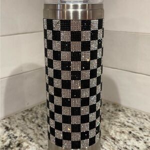 Jacqueline Kent Checkered Black and Silver Tumbler